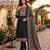 women's black unstitched reyon cotton dress material with printed dupatta