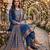 women's blue unstitched reyon cotton dress material with printed dupatta