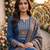 women's blue unstitched reyon cotton dress material with printed dupatta