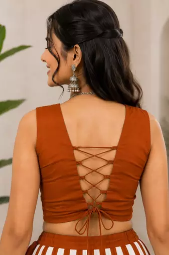 orange cotton embroidered mirror work ghagra choli