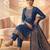 women's blue unstitched reyon cotton dress material with printed dupatta