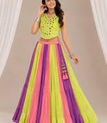 multicolor cotton embroidered mirror work ghagra choli