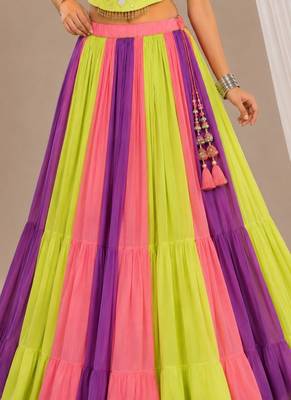 multicolor cotton embroidered mirror work ghagra choli 5