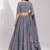 grey cotton embroidered mirror work ghagra choli