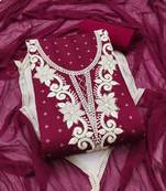 women's mustard unstitched butti cotton dress material with fancy border dupatta