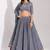grey cotton embroidered mirror work ghagra choli