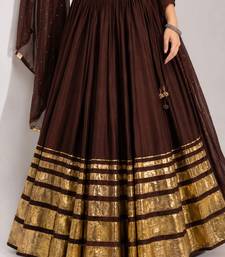 dark chocolate cotton embroidered mirror work ghagra choli
