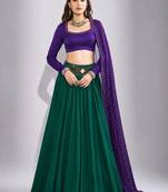 green cotton embroidered mirror work ghagra choli