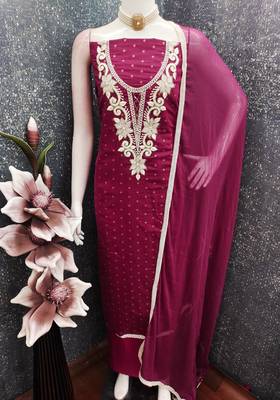 women's mustard unstitched butti cotton dress material with fancy border dupatta 2