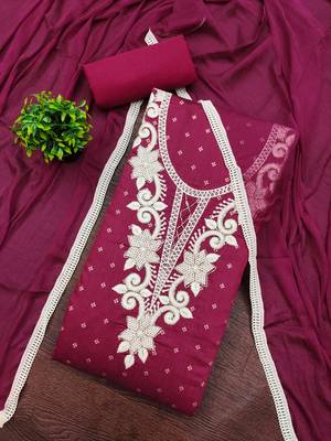 women's mustard unstitched butti cotton dress material with fancy border dupatta 3