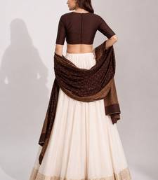 off white cotton embroidered mirror work ghagra choli