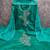women's sea green unstitched roman silk dress material with emblished dupatta