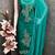 women's sea green unstitched roman silk dress material with emblished dupatta