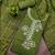 women's green unstitched roman silk dress material with emblished dupatta