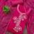 women's magenta unstitched roman silk dress material with emblished dupatta