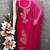 women's magenta unstitched roman silk dress material with emblished dupatta