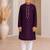 Purple cotton stitched  mirror work boys kurta pyjama