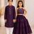 Purple cotton stitched  mirror work boys kurta pyjama