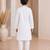 White cotton stitched  mirror work boys kurta pyjama