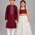 Maroon cotton stitched  patch work boys kurta pyjama