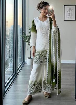Green Color Embroidery Work Georgette Salwar Suit 1