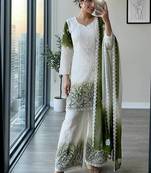 Green Color Embroidery Work Georgette Salwar Suit