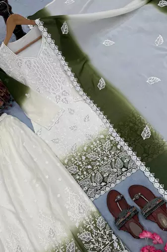 Green Color Embroidery Work Georgette Salwar Suit