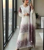 Purple Color Embroidery Work Georgette Salwar Suit