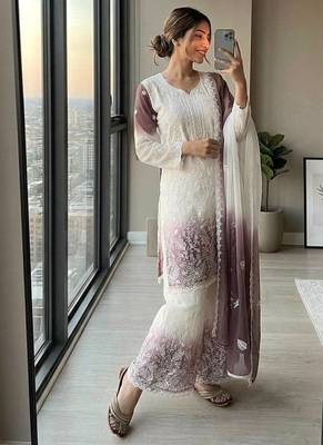Purple Color Embroidery Work Georgette Salwar Suit 2