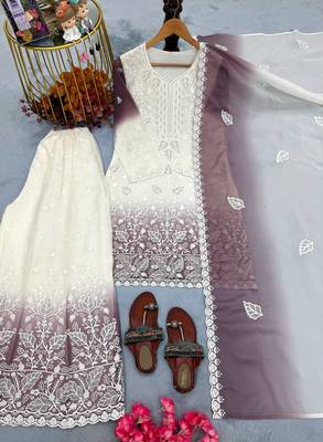 Purple Color Embroidery Work Georgette Salwar Suit 3