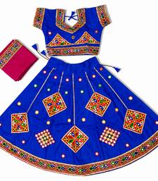 Blue kutch work embroidered cotton mirrorwork chaniya choli set with dupatta