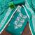 women's sea green unstitched roman silk dress material with embroidered dupatta