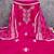women's magenta unstitched roman silk dress material with embroidered dupatta