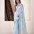 sky blue linen woven border saree