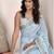 sky blue linen woven border saree