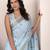 sky blue linen woven border saree
