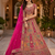 Rani Pink color Multi Thread Embroidery German Zari work Sequins Mirror work silk blend Lehenga Choli set
