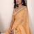 orange linen woven border saree