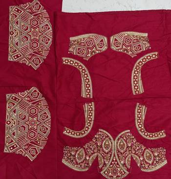 Rani Pink color Multi Thread Embroidery German Zari work Sequins Mirror work silk blend Lehenga Choli set 5