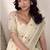 off white linen woven border saree