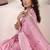baby pink linen woven border saree