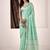 turquoise linen woven border saree