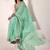 turquoise linen woven border saree