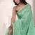 turquoise linen woven border saree