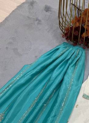 White Color  Embroidery And Sequence Work Silk Blend Salwar Suit 4