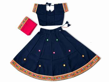 Black kutch work embroidered cotton mirrorwork chaniya choli set with dupatta 4