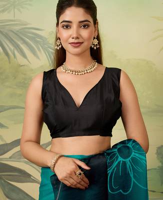teal color smart and ethnic silk blend fabric digital printed girlie fancy saree 5