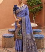 lavender color soft silk blend fabric woven designer ethnic partywear saree