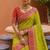 perrot green color soft silk blend fabric woven designer ethnic partywear saree