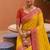 yellow color soft silk blend fabric woven designer ethnic partywear saree